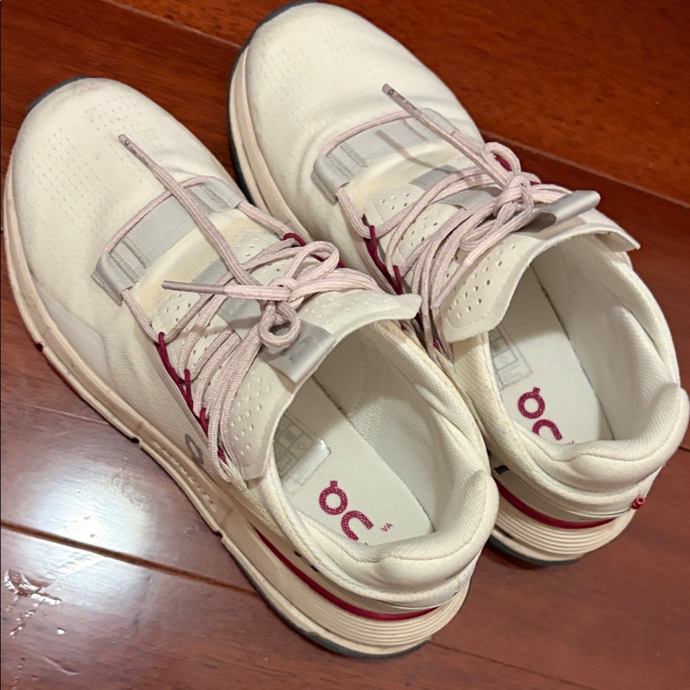 On Running Women’s Athletic Sneakers in Cream with Pink Accents